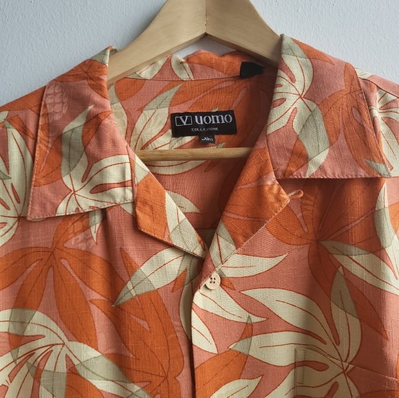 V Uomo Collezione Men's  100%Silk  Button Down Shirt Size XL - Picture 2 of 7